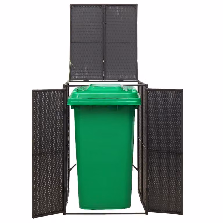 Copribidone Singolo Nero 70x80x117 cm in Polyrattan
