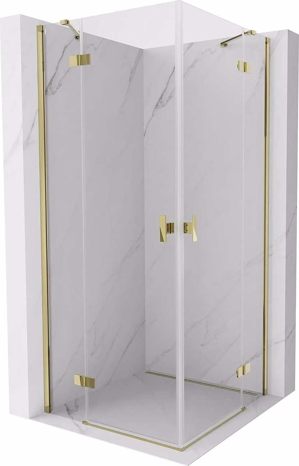 Mexen Mist-H Duo cabina doccia a battente 75 x 75 cm, trasparente, oro - 8A5-075L-075P-50-00