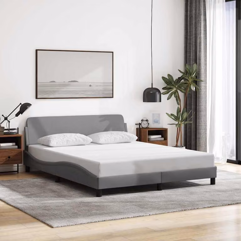 vidaXL Giroletto Dover Grigio Chiaro in Tessuto con Struttura in Legno e Metallo L: 152 cm, P: 203 cm