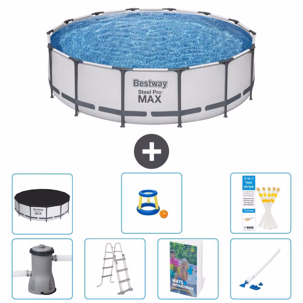 Bestway Steel Pro MAX, piscina in acciaio, forma rotonda - 427x122 cm - composta da 6 parti, modello S590