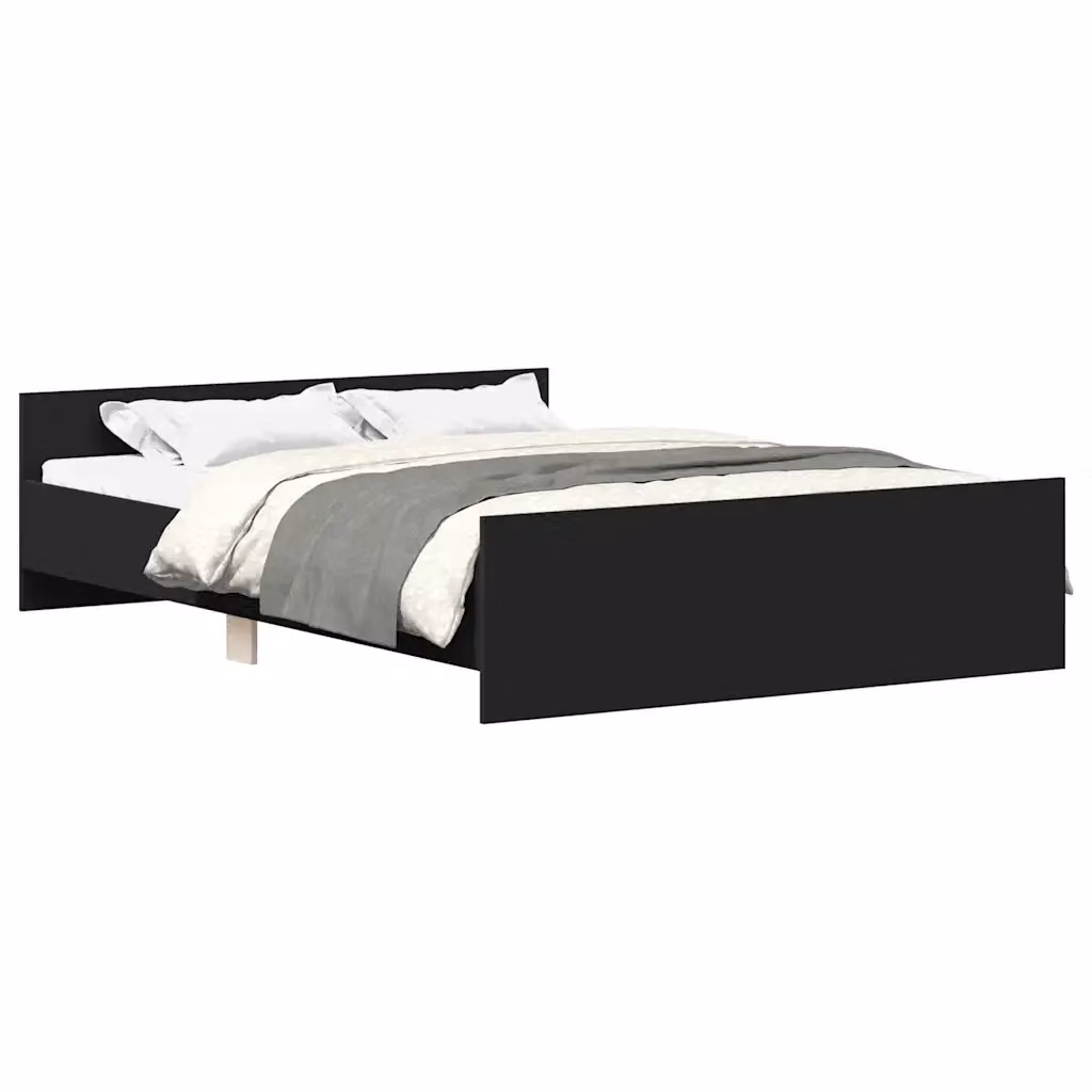 Giroletto con testiera e pediera vidaXL in legno e tessuto nero L: 138 cm, P: 193 cm – 2
