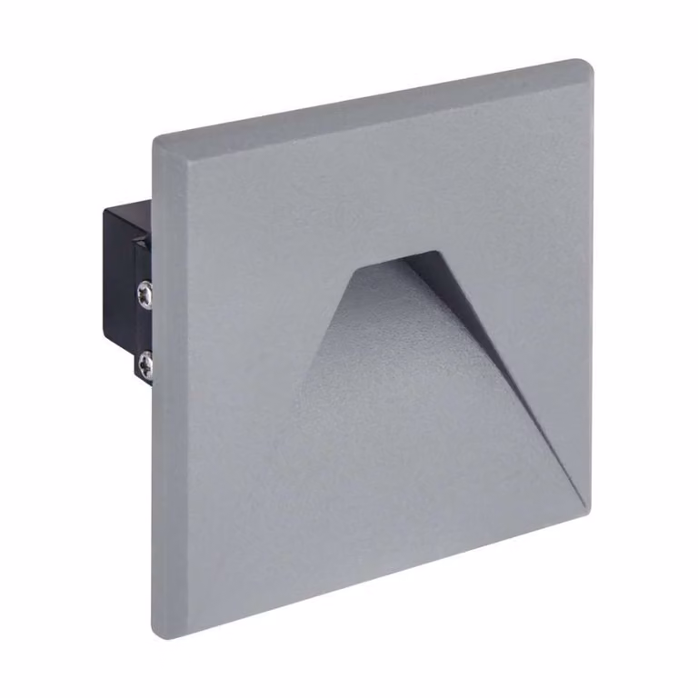 Lampada da facciata a LED da incasso, montaggio a filo muro, come applique per interni ed esterni, colore grigio, forma squadrata, luce bianca neutra