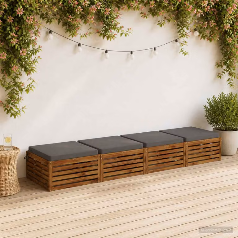 Set di 4 cuscini per sedia vidaXL in poliestere grigio con fodera rimovibile e resistenza UV
