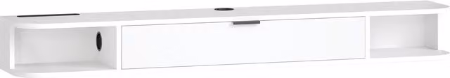 Mobile TV sospeso HOMCOM per schermi fino a 60 pollici con cassetto ribaltabile e 2 ripiani, bianco, L: 140 cm, P: 24 cm, H: 16 cm