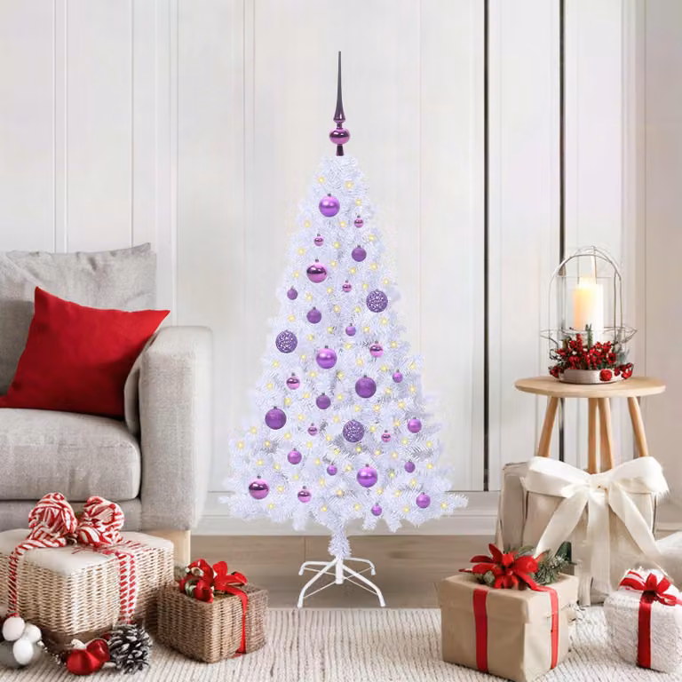 Maison Exclusive - Albero di Natale artificiale bianco, 120 cm, in PVC e acciaio