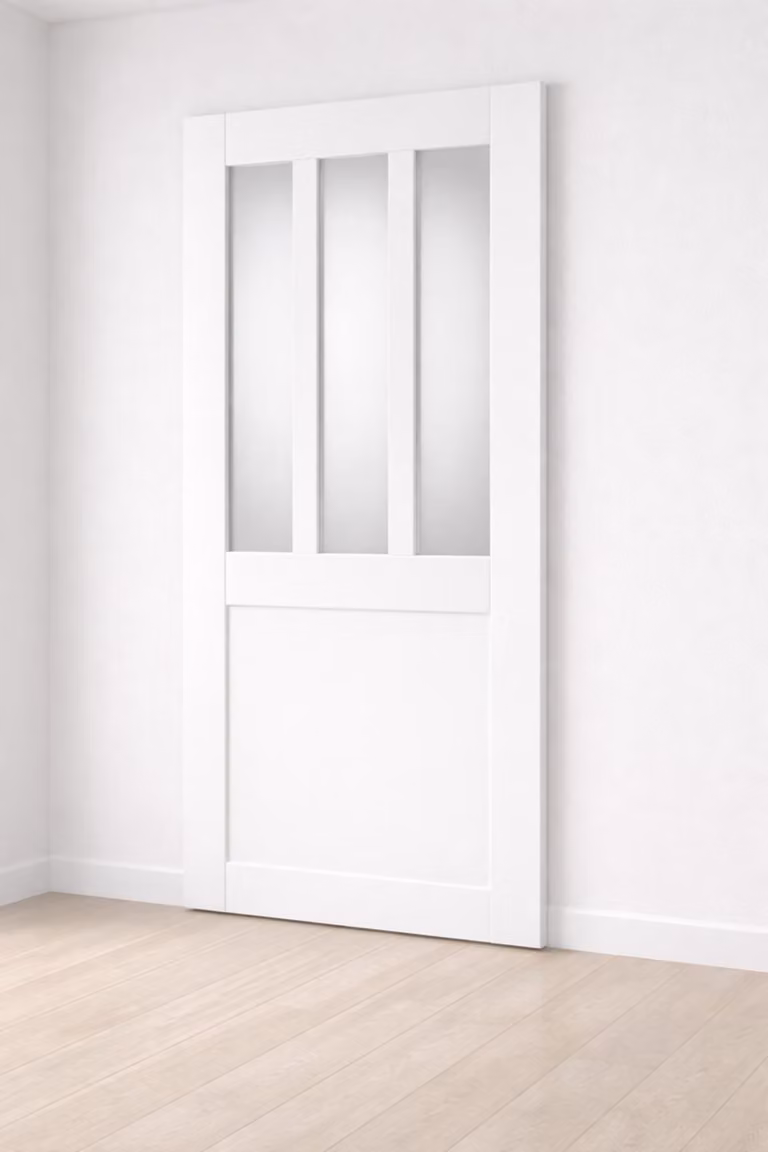 Porta scorrevole da officina bianca con vetro opacizzato H204 x L93 cm GD MENUISERIES