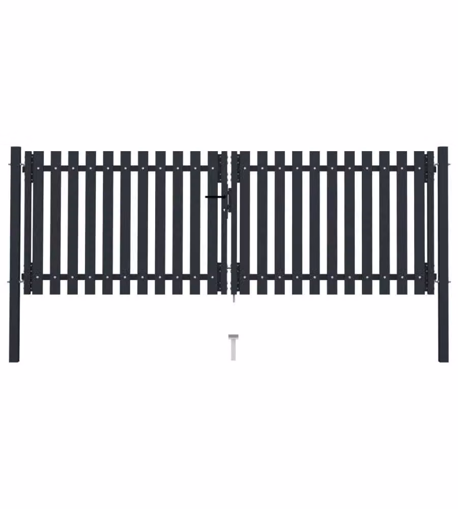 Cancello per Recinzione Doppio in Acciaio 306x175 cm Antracite
