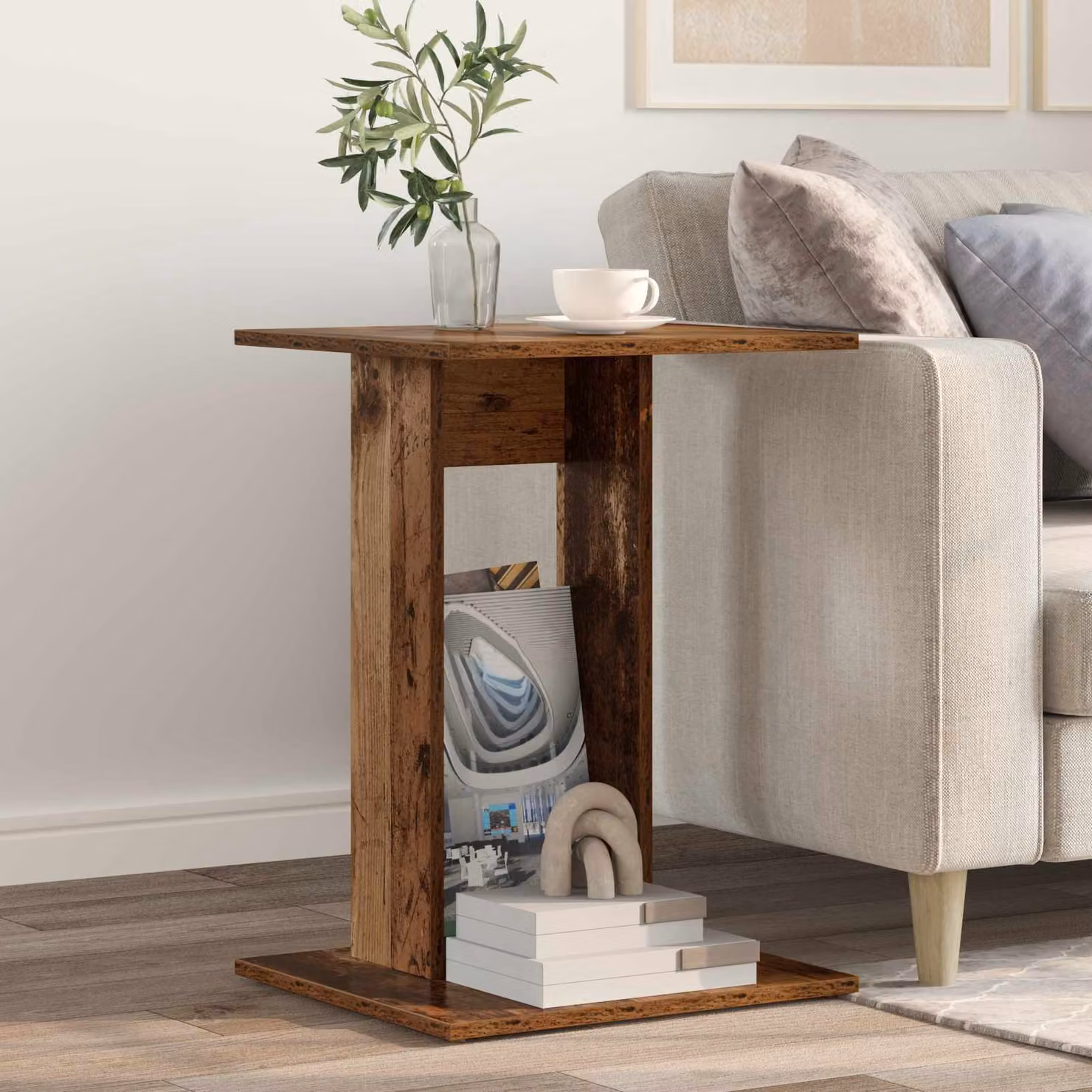 vidaXL Tavolo laterale moderno in legno marrone L/P/H: 45 x 40 x 62,5 cm