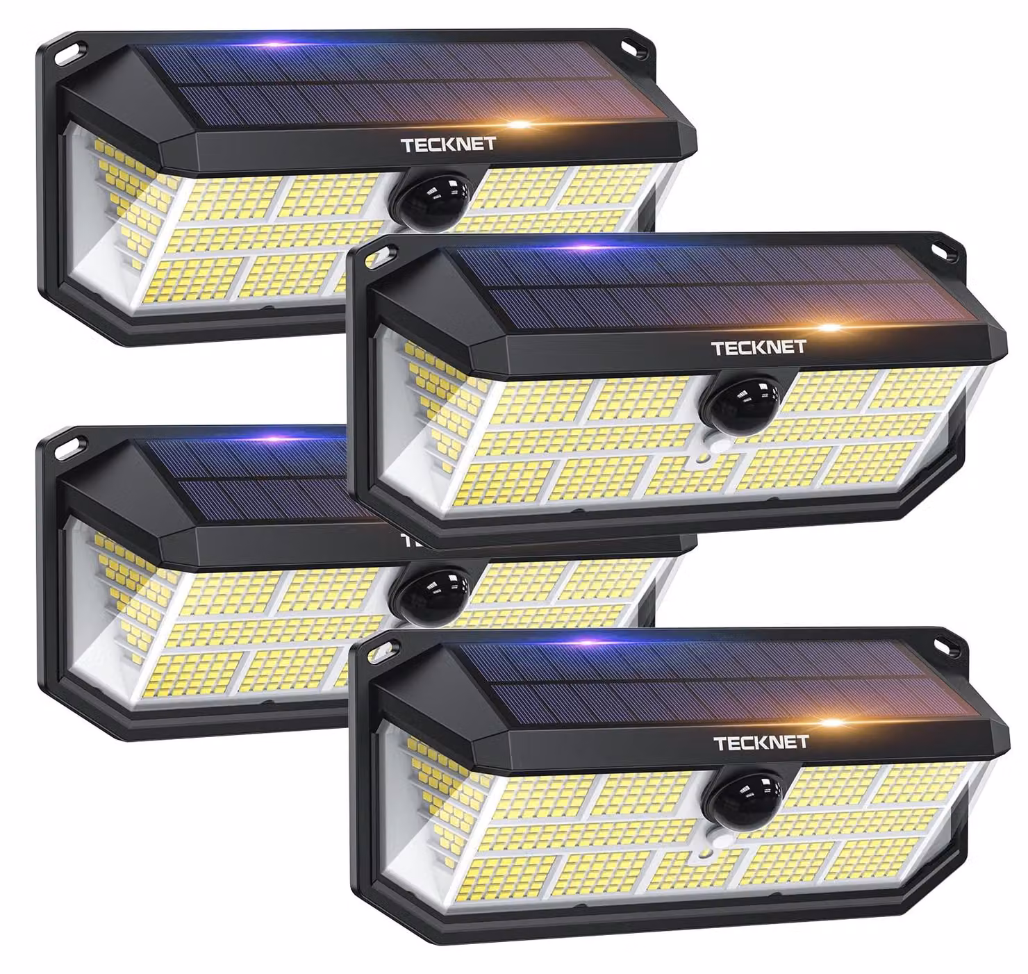 Lampada solare a LED, 495 LED, angolo di illuminazione 300°, grado di protezione IP66, set da 4, con telecomando