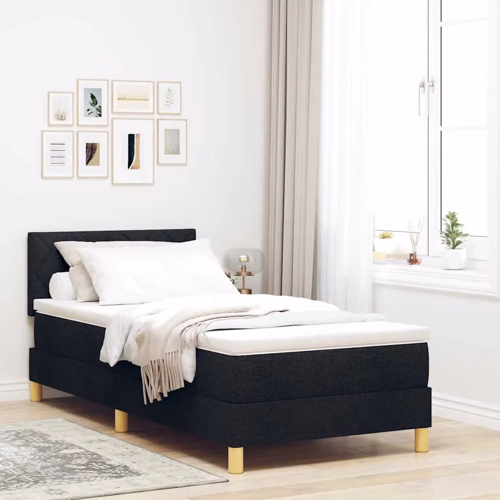 Letto ibrido con testiera vidaXL in tessuto nero L: 90 cm, P: 190 cm, H: 140 cm