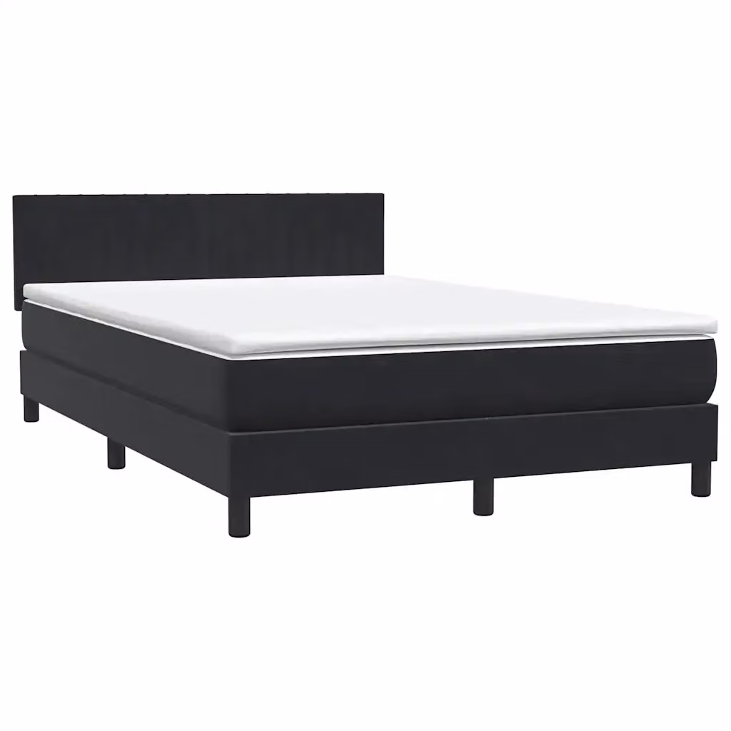 Letto con Giroletto a Molle e Materasso Ibrido vidaXL in Velluto Nero, L/P/H: 160 x 213 x 88 cm – 2