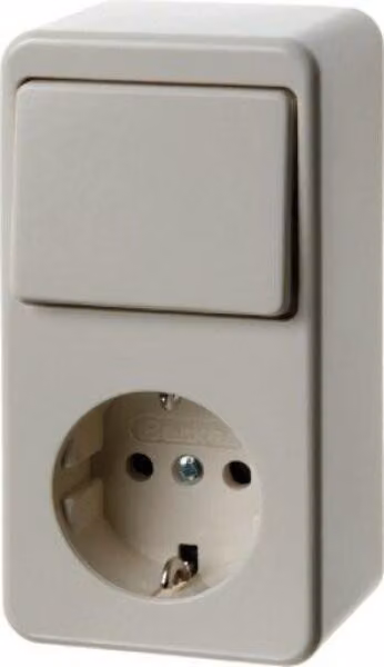 Berker 479640 Interruttore combinato a bilanciere/presa SCHUKO bianco, lucido Montaggio in superficie