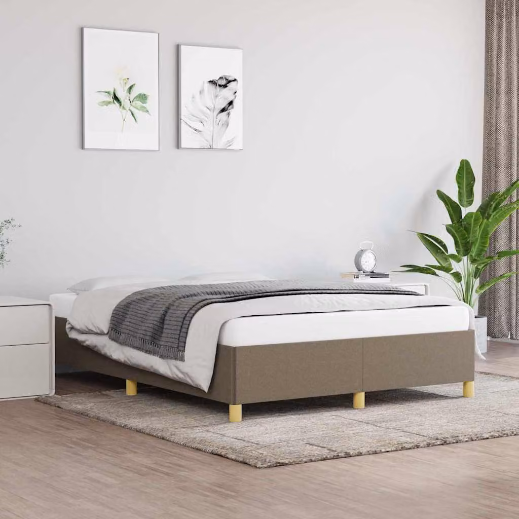 Giroletto vidaXL senza materasso in tessuto beige con doghe in legno L/P: 140 x 190 cm