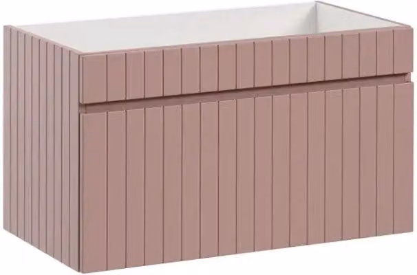Mobile sottolavabo sospeso Meublorama ICON 80 cm con 1 cassetto, stile moderno, rosa cipria opaco – 1