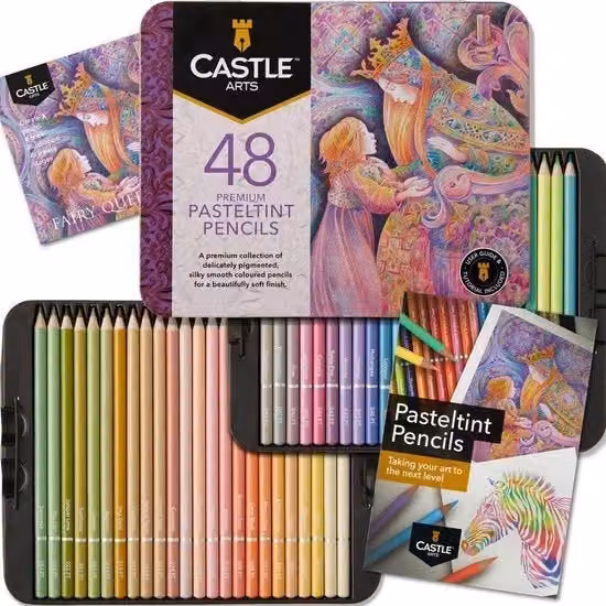 Set di 48 Pastelli a Olio Multicolore con Pigmenti di Alta Qualità in Contenitore di Metallo per Professionisti e Adulti