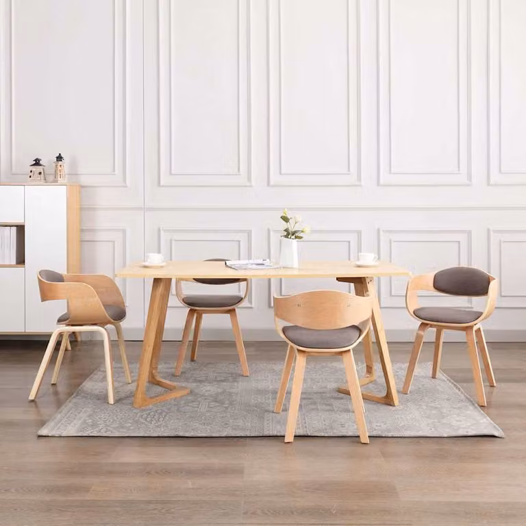 Set di 4 sedie da pranzo vidaXL in legno e tessuto grigio talpa per cucina e sala da pranzo