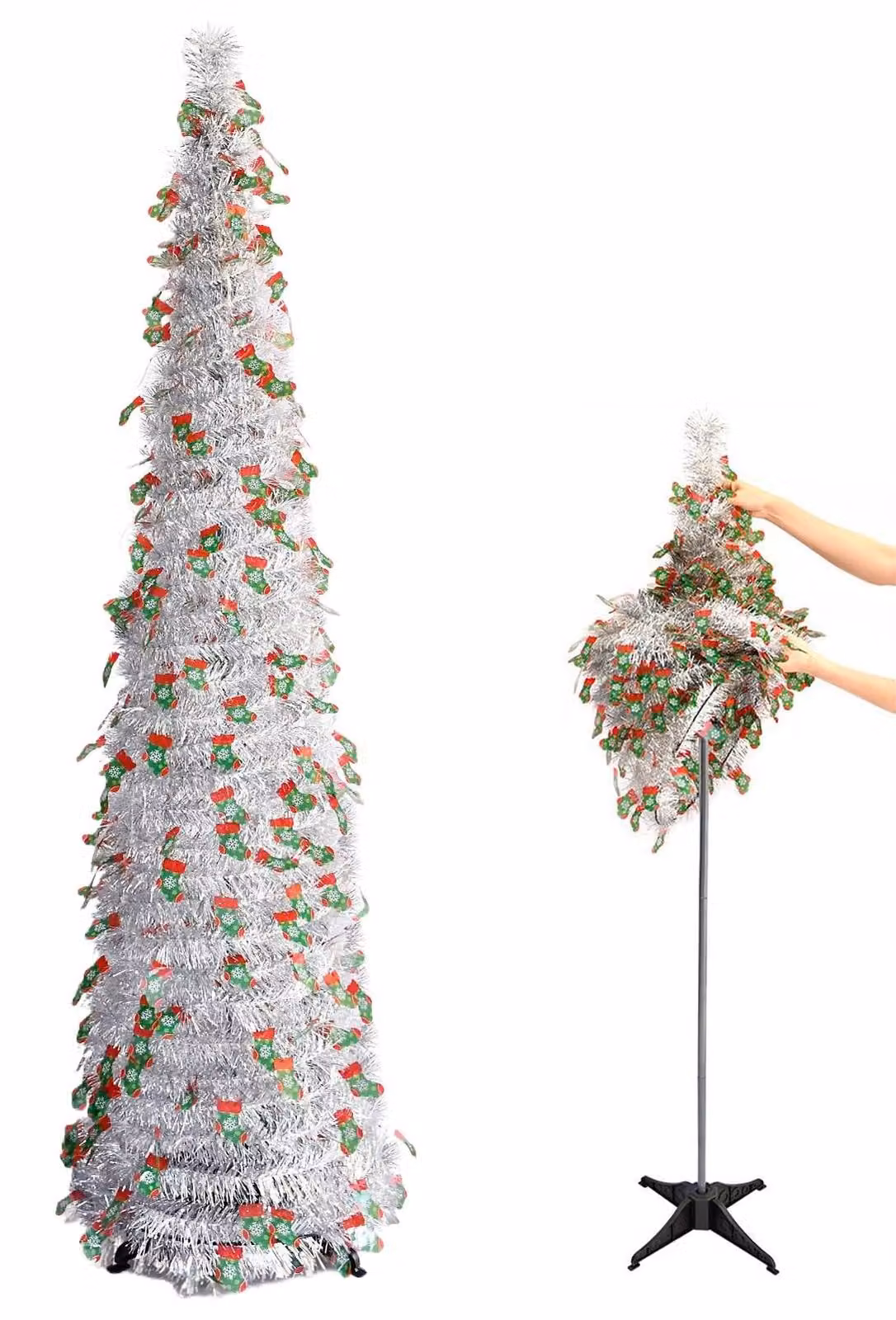 Albero di Natale pieghevole, altezza 1,5 metri, per interni ed esterni