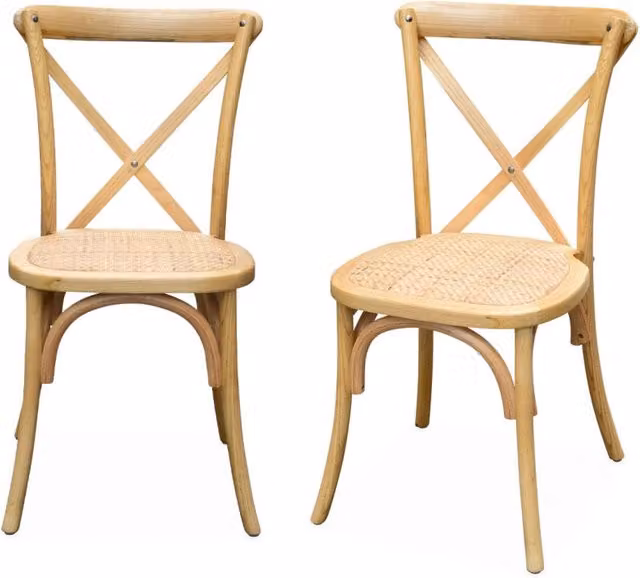 Set di 2 sedie bistrò vintage Sweeek in legno e rattan, marrone e beige, impilabili