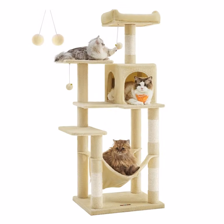 Albero per Gatti 143 cm Grigio Chiaro | FEANDREA, Beige / L (55 x 45 x 143 cm)