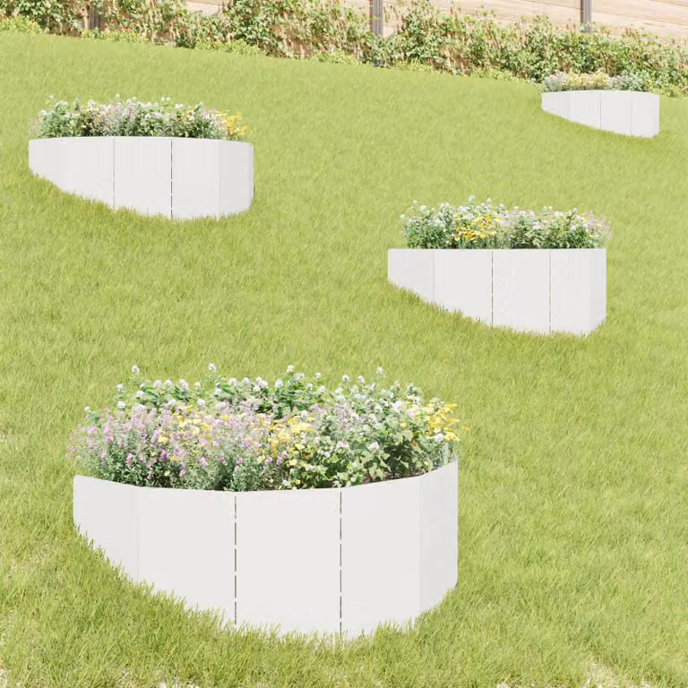 Set di 4 bordure per prato vidaXL in acciaio bianco, 100 x 45 cm