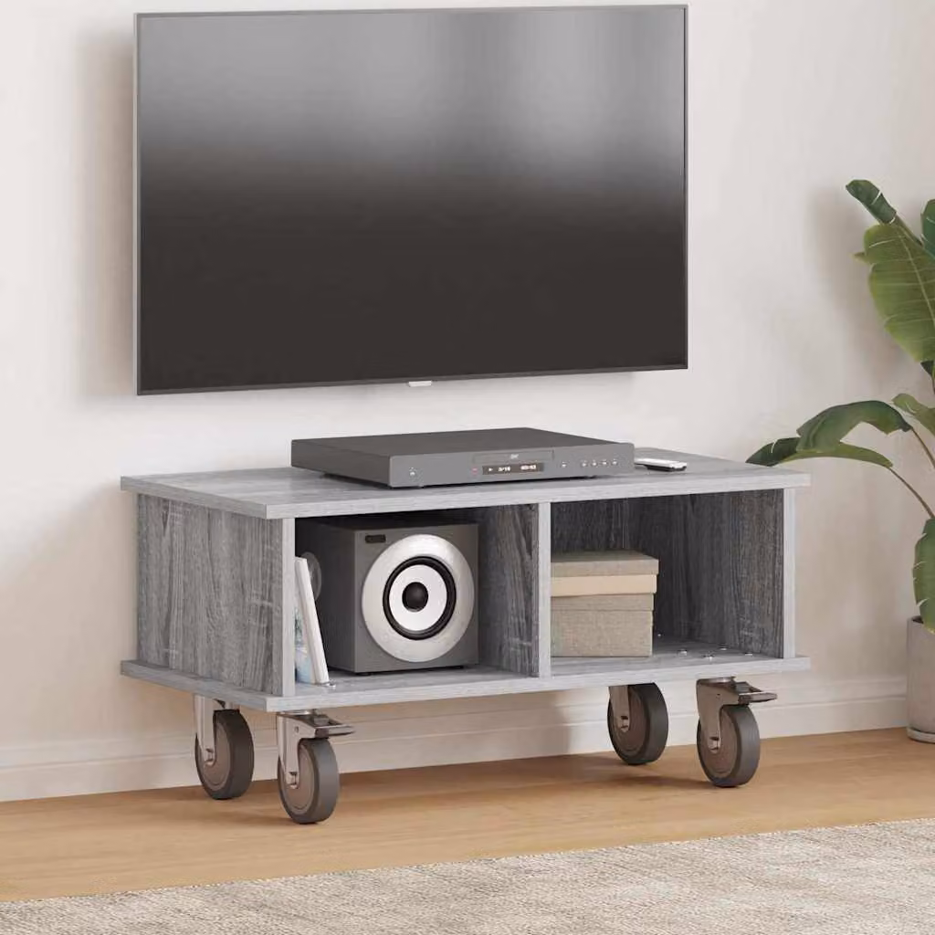 Supporto TV moderno vidaXL in legno e MDF Grigio, L 68,5 cm x P 35 cm x H 35 cm