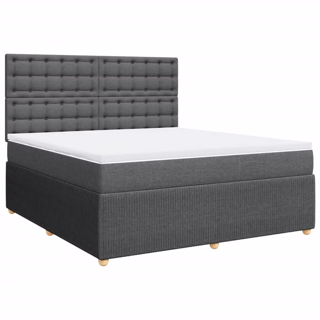Giroletto a Molle con Materasso Grigio Scuro 180x200 cm Tessuto