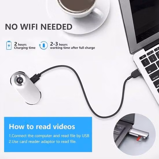 Telecamera da collare wireless 1080p di alta qualità per animali domestici, piccola telecamera di movimento, ideale per gli animali domestici, senza funzione Wi-Fi