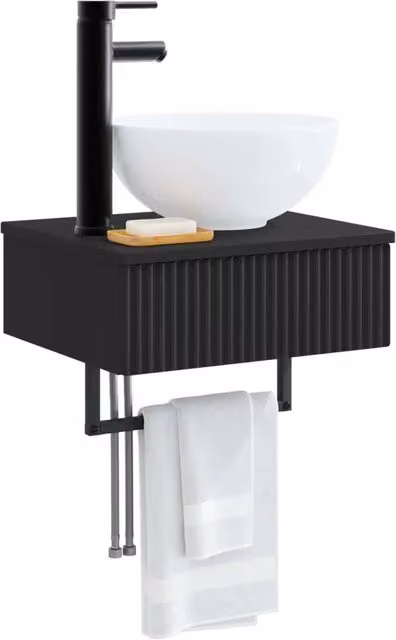 Lavabo da Parete Nero 40 x 35 x 39 cm Legno ingegnerizzato CFW3338390