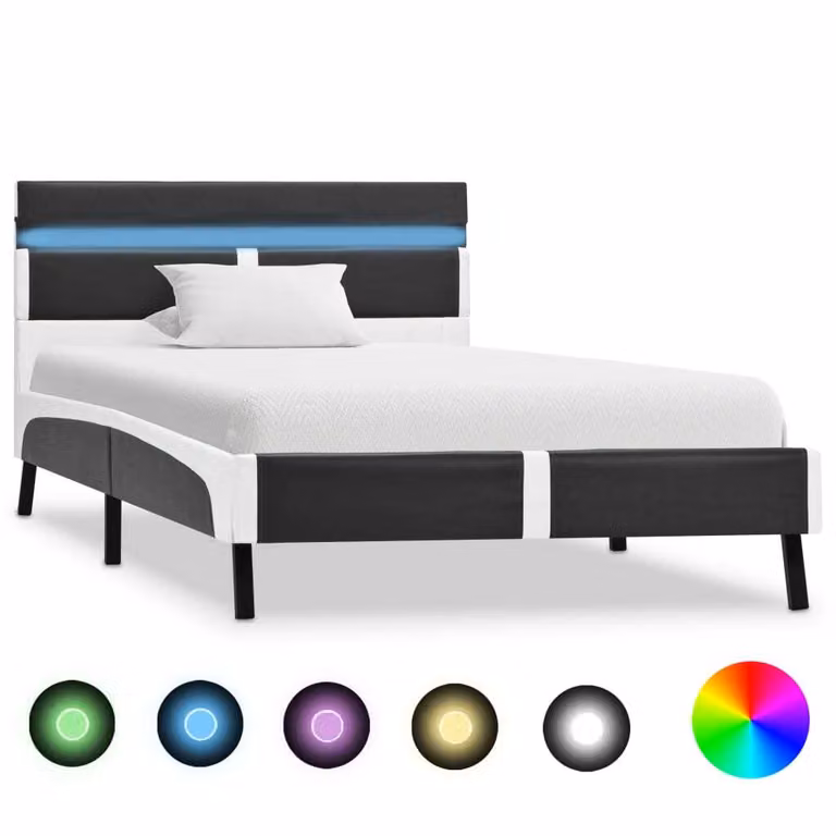 The Living Store Struttura letto con LED in ecopelle grigia 90×200 cm