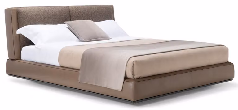 Braunes Lederbett Textil Textilbetten Schlafzimmer Doppelbetten