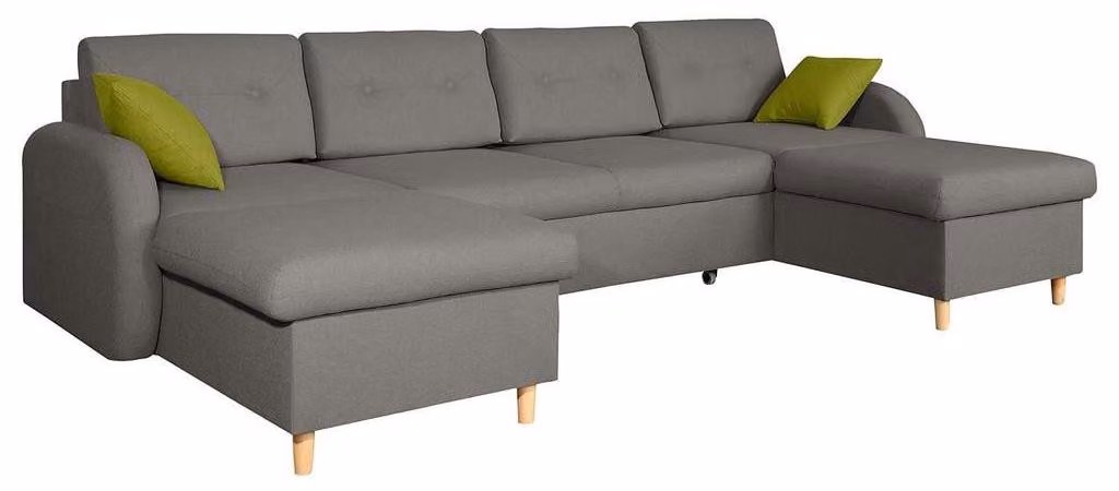 Design Ecksofa U-Form Bettfunktion Couch Leder Sofas Schlafsofa