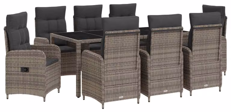 Set da pranzo per esterni 9 pcs Grigio chiaro e grigio scuro