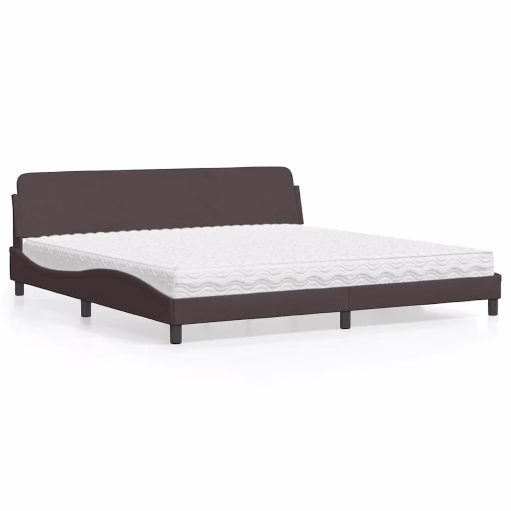 Letto con Materasso Dover vidaXL in Tessuto Marrone e Bianco L/P/H: 200 x 200 x 74,5 cm – 1