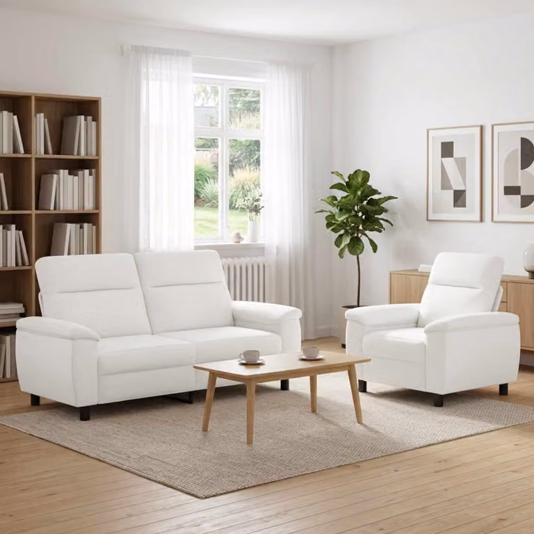 Set di 2 divani moderni vidaXL in tessuto bianco con struttura in metallo per il tuo soggiorno