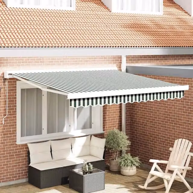 Tenda retrattile Verde e Bianco 350 x 250 x 165 cm 3330478