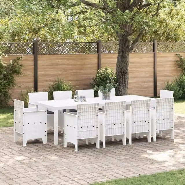 Set da Pranzo per Giardino 11 pz Bianco Polipropilene 3378605