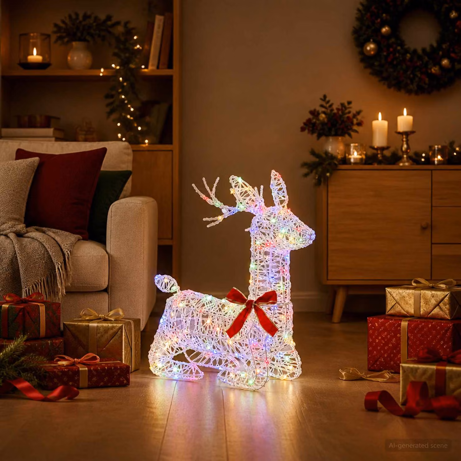 vidaXL Renna di Natale 3D LOVIISA 140 LED Multicolore 55 x 22 x 63 cm
