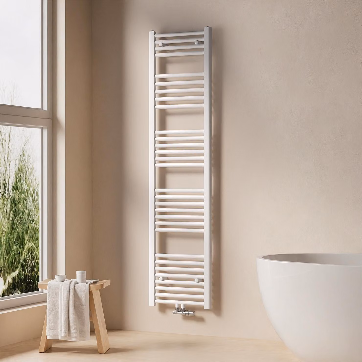 EMKE radiatore bagno asciugamani radiatore 40x160cm 547 Watt di potenza bianco radiatore bagno attacco centrale riscaldamento senza elemento riscaldante
