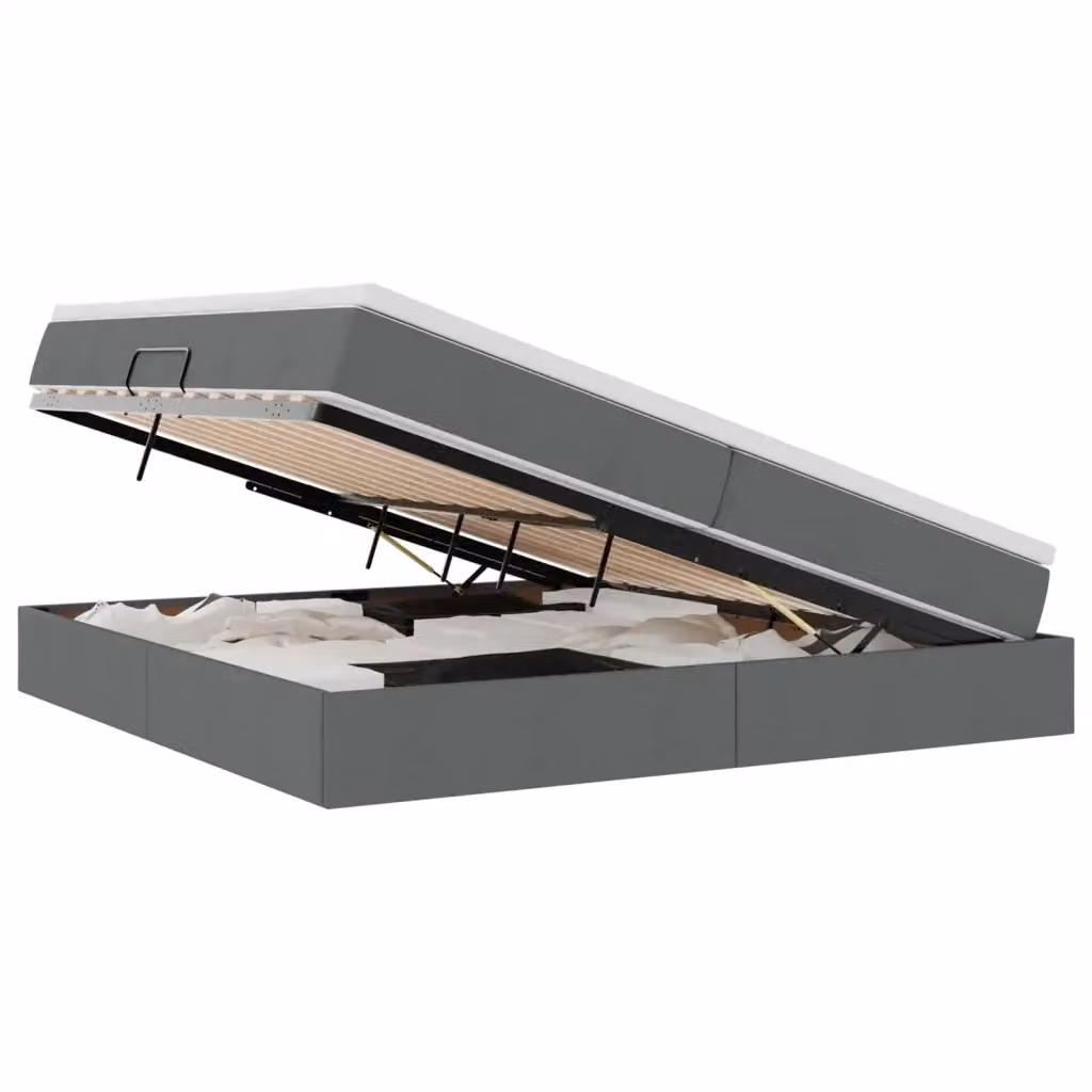 Letto con contenitore e materasso ibrido vidaXL Grigio scuro L/P/H: 200 x 200 x 48,5 cm – 2