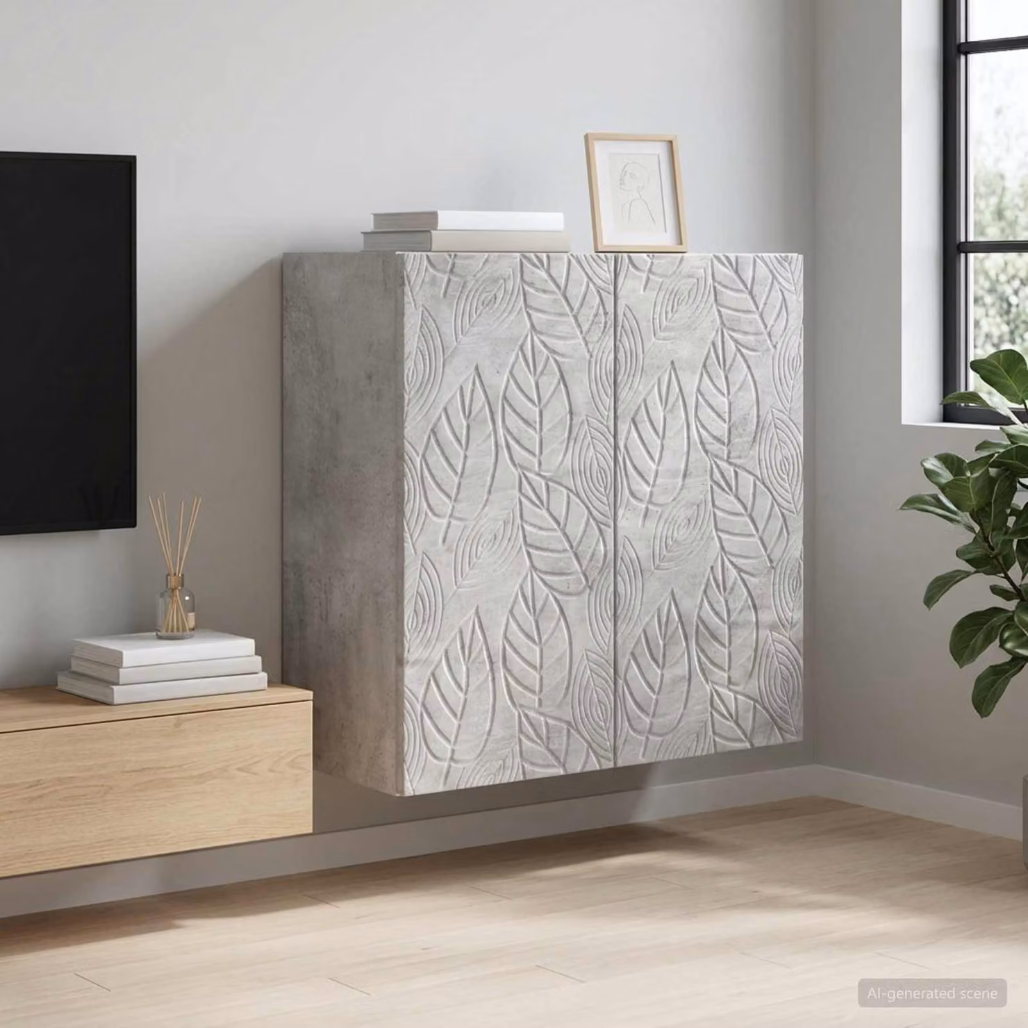 Mobiletto a muro vidaXL grigio in legno MDF con ante a battente e ripiani interni L/P/H: 59 x 31 x 60 cm