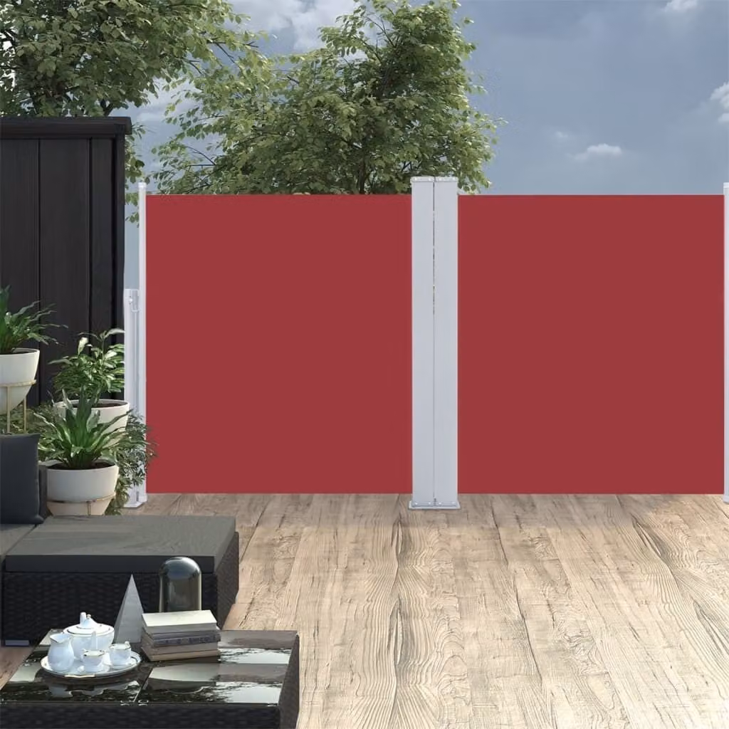 The Living Store Tenda laterale estensibile rossa 120 x 600 cm