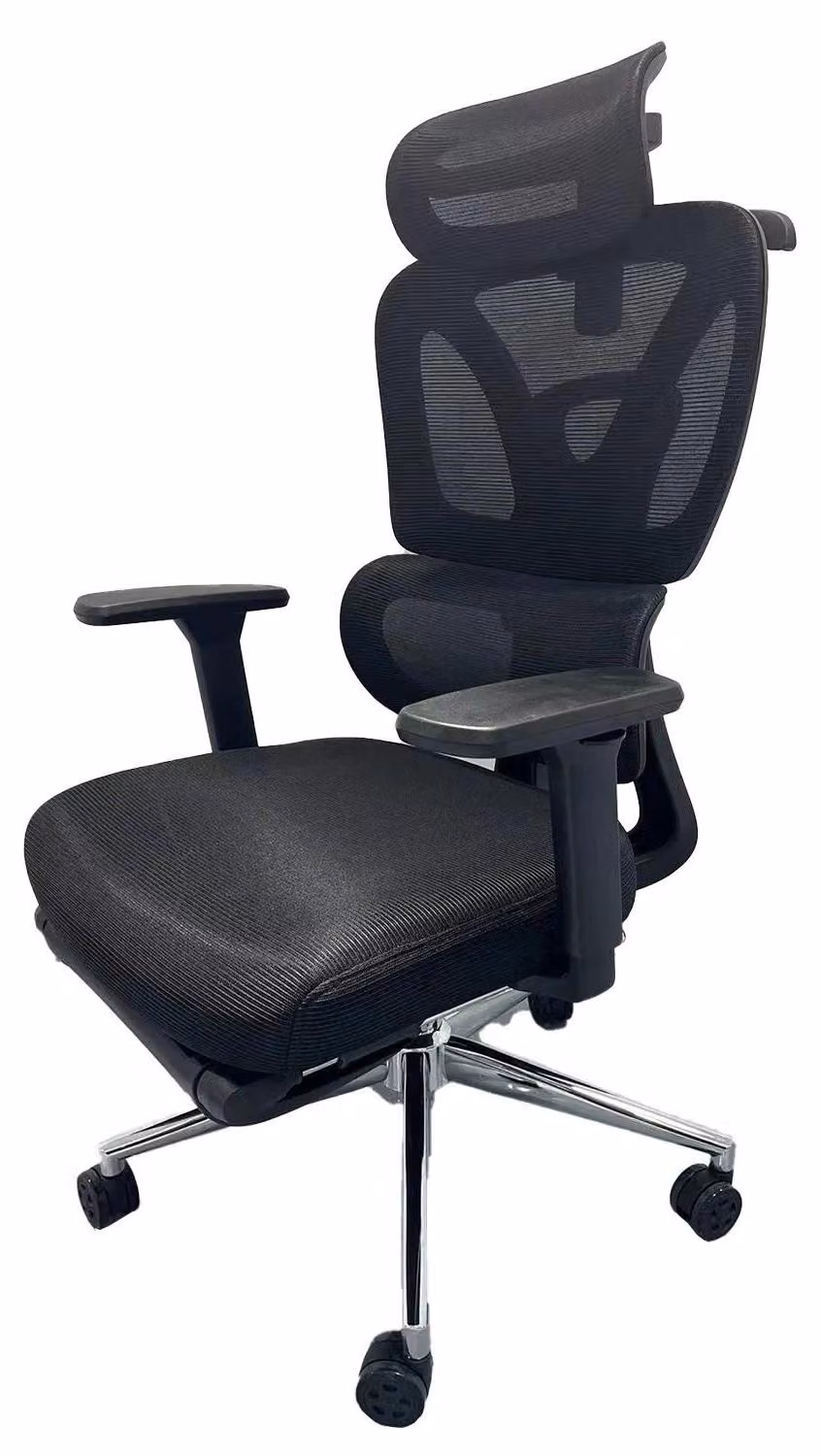 Sedia da ufficio ergonomica - Sedia da scrivania con schienale alto - Poggiapiedi - Supporto lombare dinamico - Regolabile in altezza - Girevole con rotelle - Nera