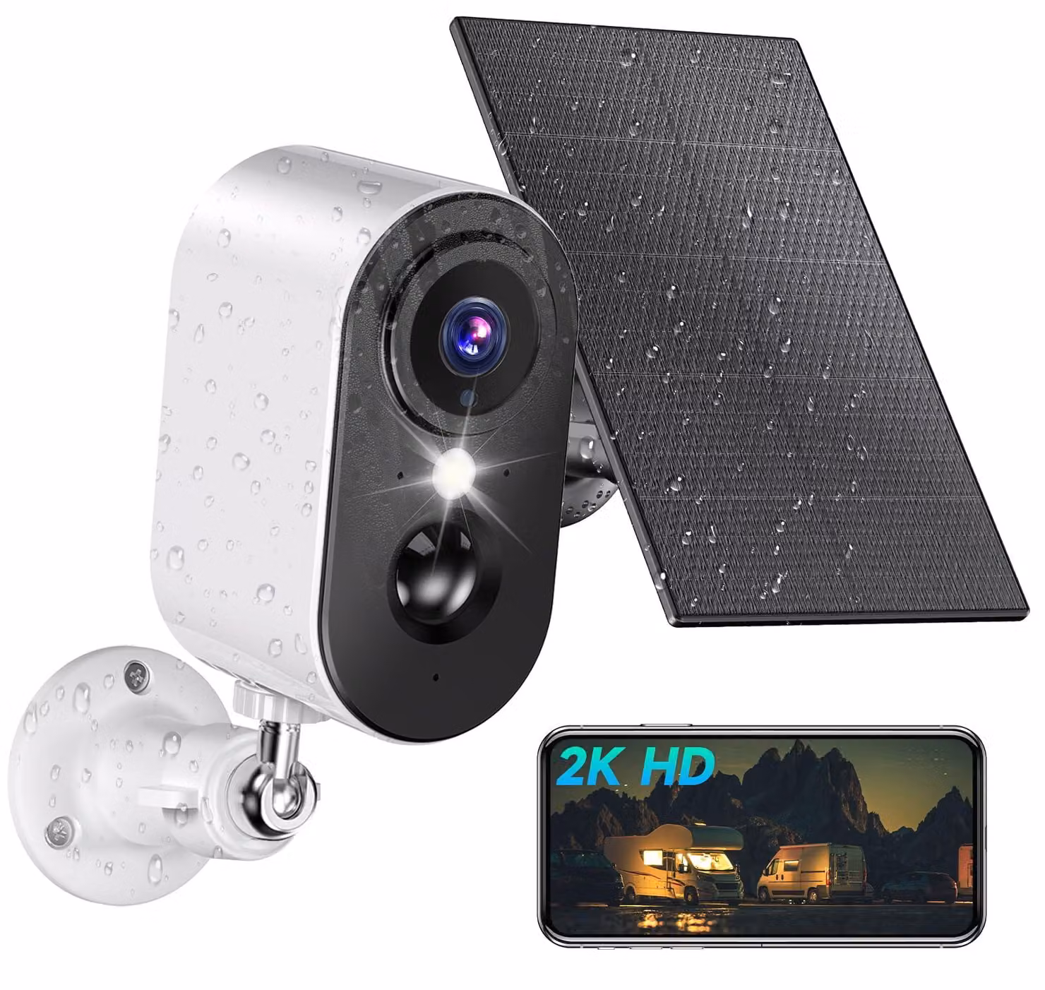 Telecamera solare wireless 2K con Wi-Fi, sensore PIR, grado di protezione IP66 (grigio antracite)