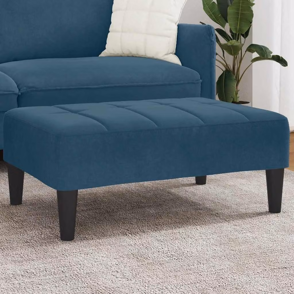 Poggiapiedi vidaXL in velluto blu, L 77 cm x P 55 cm x H 31 cm