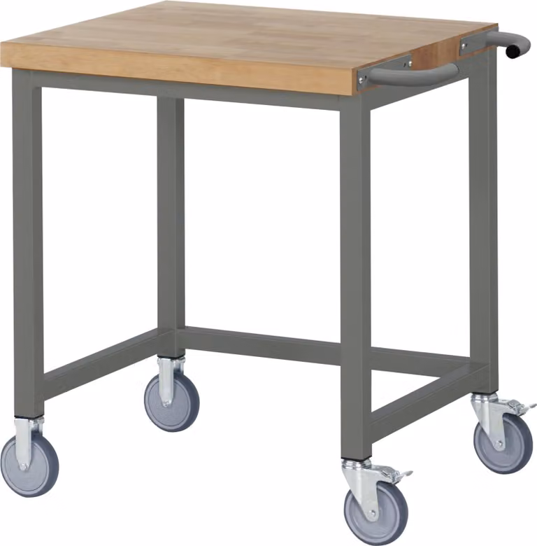 STIER Banco da lavoro mobile Premium, 75x70x88 cm, acciaio e faggio, banco da lavoro per montaggio