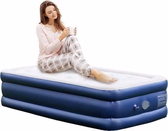 Materasso gonfiabile singolo con pompa elettrica integrata, materasso gonfiabile da campeggio con pompa portatile a batteria, materasso gonfiabile singolo con funzione di gonfiaggio automatico