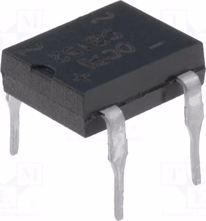 5x raddrizzatore a ponte monofase: If (corrente diretta): 1,5A; Umax (tensione massima): 100V; Ifsm (corrente di cortocircuito): 50A; Modello DB152, monofase