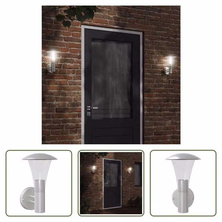 The Living Store Applique da esterno in acciaio inox argento