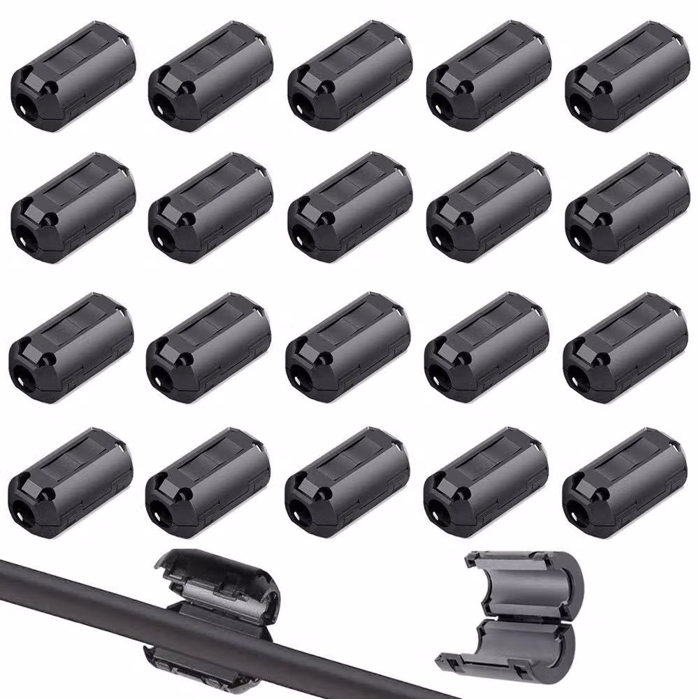 Anelli ferromagnetici con clip, 20 pezzi, 5 mm, neri, per la riduzione del rumore