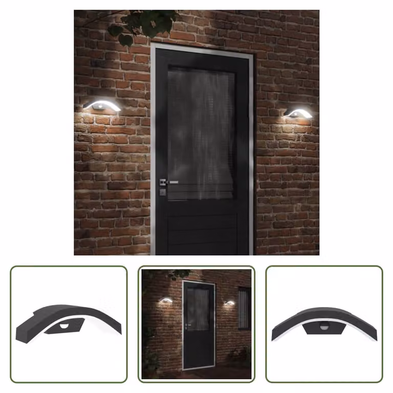 The Living Store Applique da esterno a LED con sensore in alluminio pressofuso nero